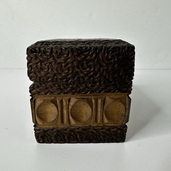 Vtg Wooden Carved 2 Deck Playing Card Box Hinged Heart Diamond Spade Club MCM - Picture 2 of 16